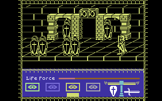 Rasputin (Commodore 64) screenshot: Will those statues attack?