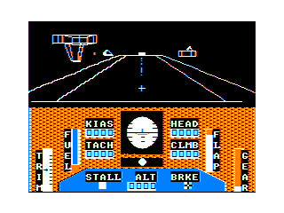 Worlds of Flight (TRS-80 CoCo) screenshot: Prepare for take-off