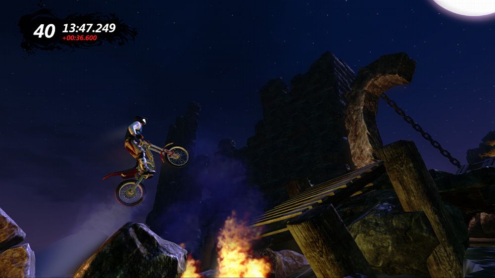 Trials Evolution (Xbox 360) screenshot: Getting air.