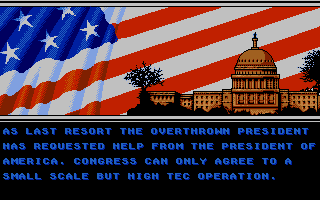 Firehawk (Atari ST) screenshot: Intro with background story (2)
