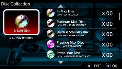 DJMax Portable (PSP) screenshot: Disc collection - you gotta be a military robot to collect them all