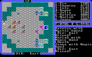 Ultima IV: Quest of the Avatar (DOS) screenshot: Uh-oh... this can't be good. Those tough demons cast a spell on me!..