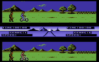 Pro Mountain Bike Simulator (Commodore 64) screenshot: Ready to start.