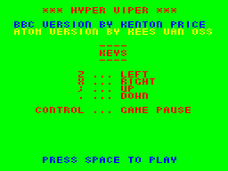 Hyper Viper (Atom) screenshot: Title screen