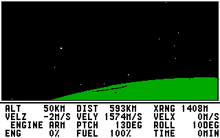 Lunar Explorer: A Space Flight Simulator (DOS) screenshot: In orbit (Tandy)
