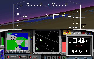 F-15 Strike Eagle II: Operation Desert Storm Scenario Disk (DOS) screenshot: North Cape campaign (cockpit view, VGA)