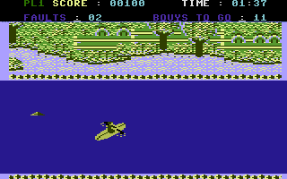 Sports 4 (Commodore 16, Plus/4) screenshot: Canoe Slalom.