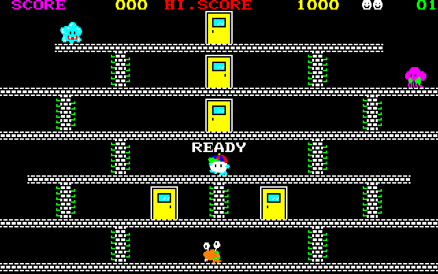 Door Door (Sharp X1) screenshot: Start of the game