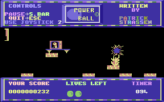 Powerball (Commodore 16, Plus/4) screenshot: Killed.
