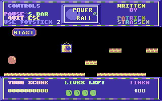 Powerball (Commodore 16, Plus/4) screenshot: At the start.