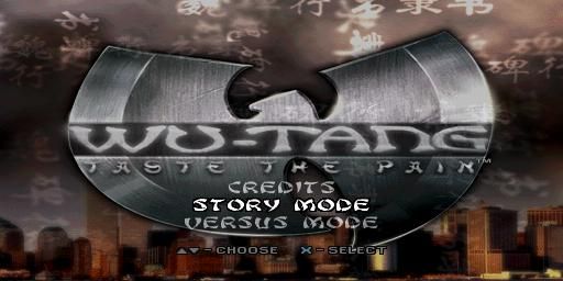 Wu-Tang: Shaolin Style (PlayStation) screenshot: The main menu. The background here is also used as the title screen