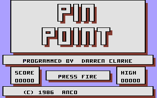 Pin Point (Commodore 16, Plus/4) screenshot: Title Screen.