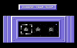 Pirates in Hyperspace (Commodore 64) screenshot: Select a craft.