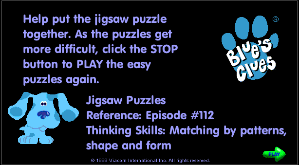 Blue's Clues: Jigsaw Puzzles (Windows) screenshot: The title screen.