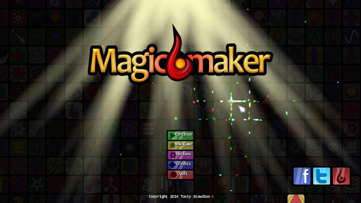 Magicmaker (Windows) screenshot: Main menu. Tiles light up when the player moves the mouse cursor over them.