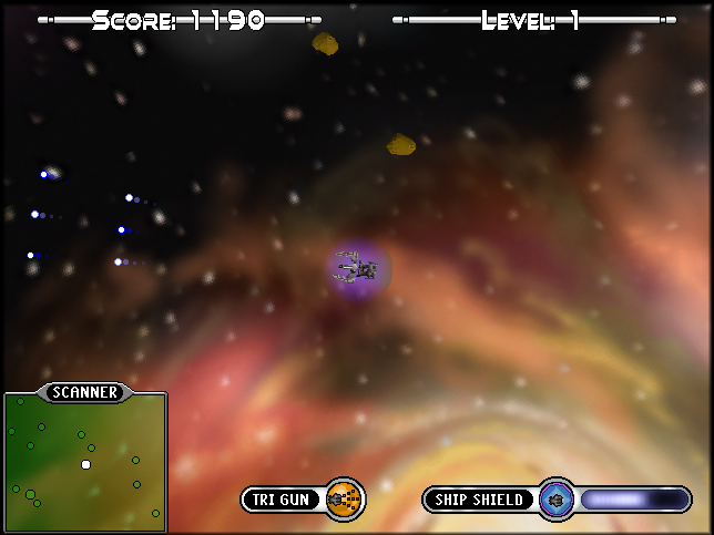 Stellar Shard (Browser) screenshot: Using the Tri Gun.