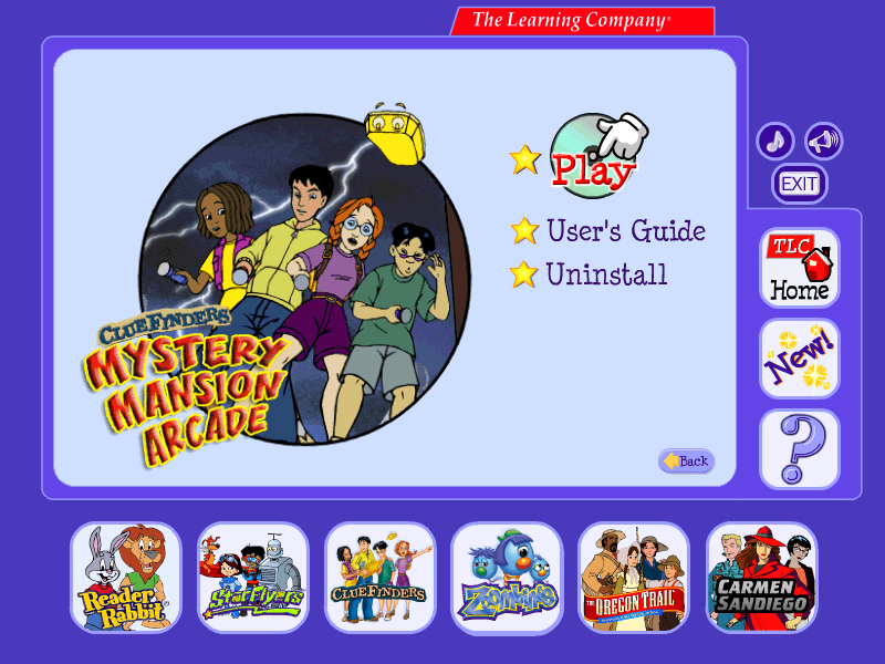 ClueFinders: Mystery Mansion Arcade (Windows) screenshot: The Learning Launcher Entry Screen
