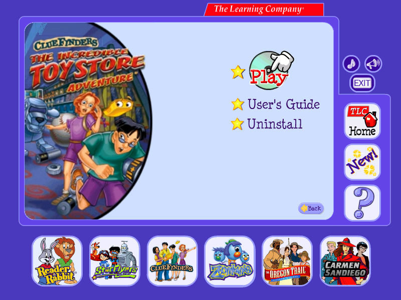 ClueFinders: The Incredible Toy Store Adventure (Windows) screenshot: The Learning Launcher Screen