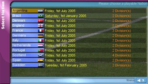 Championship Manager 2006 (PSP) screenshot: Select a nation.