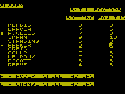 Howzat! (ZX Spectrum) screenshot: Imran Khan very much the star all-rounder in those days