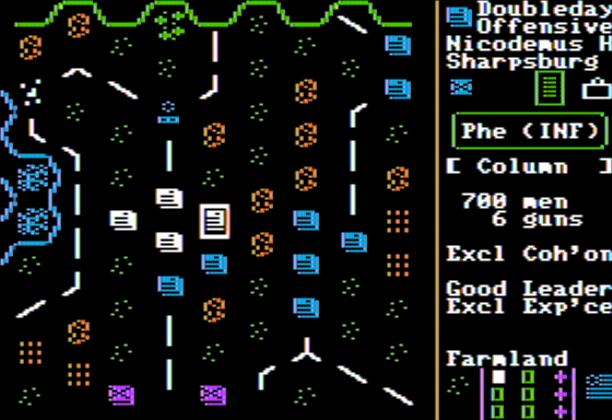 Decisive Battles of the American Civil War, Volume One (Apple II) screenshot: Commanding My Units