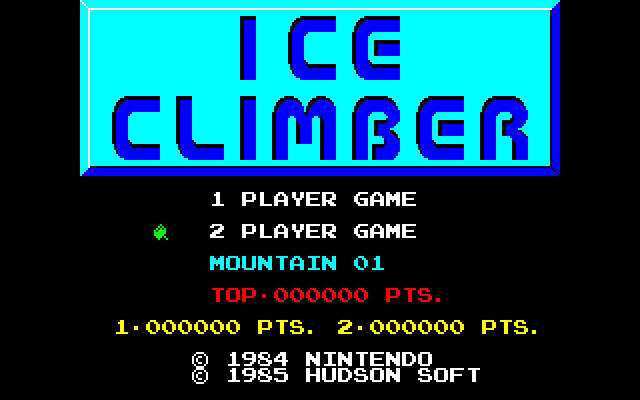 Ice Climber (Sharp X1) screenshot: Title Screen