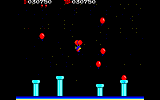 Balloon Fight (Sharp X1) screenshot: Bonus round, pop as many balloons as you can