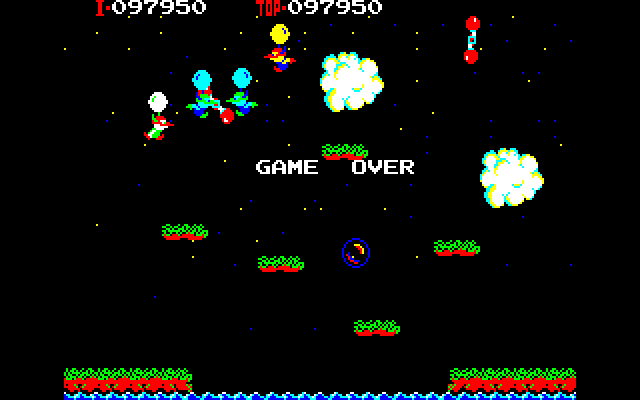 Balloon Fight (Sharp X1) screenshot: Game Over