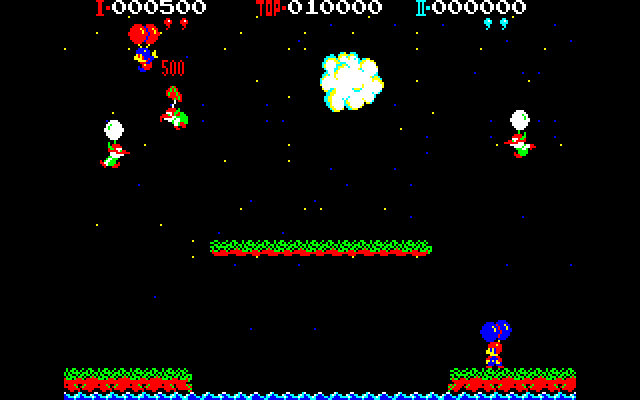 Balloon Fight (Sharp X1) screenshot: Two player mode