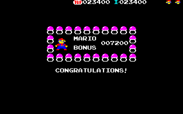 Mario Bros. Special (Sharp X1) screenshot: Score for the bonus stage