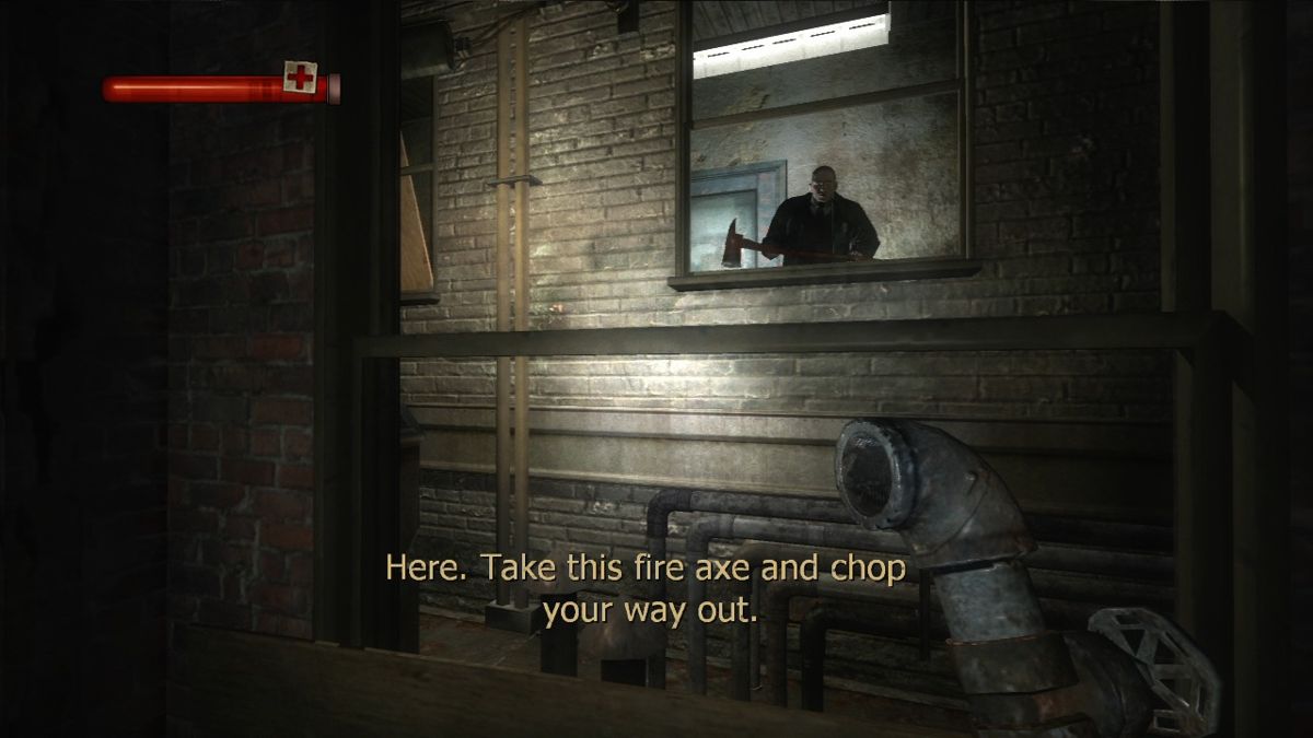 Condemned: Criminal Origins (Xbox 360) screenshot: The axe is a weapon and utility of quite an importance in this game