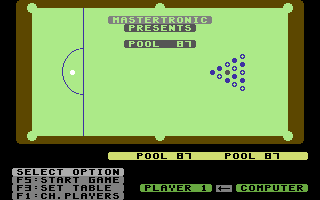 On Cue (Commodore 64) screenshot: Title Screen (Pool)