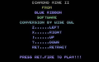 Diamond Mine II (Commodore 16, Plus/4) screenshot: Title Screen.