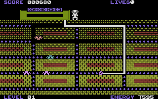Diamond Mine II (Commodore 16, Plus/4) screenshot: Hoovering up.