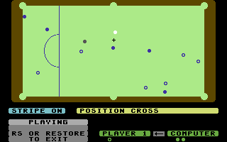 On Cue (Commodore 64) screenshot: Computer is winning (Pool)