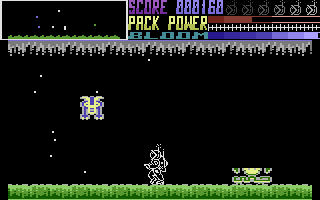 Petals of Doom (Commodore 16, Plus/4) screenshot: Blast the alien.