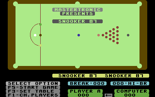 On Cue (Commodore 64) screenshot: Title Screen (Snooker)
