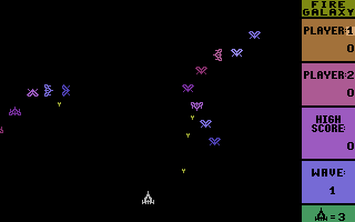 Fire Galaxy (Commodore 16, Plus/4) screenshot: Blast the aliens.