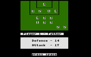Brian Clough's Football Fortunes (Commodore 16, Plus/4) screenshot: A formation.