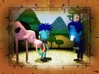 Ten Made Jack: Odoroki Mamenoki Daitoubou!! (PlayStation) screenshot: Intro cutscene, we have to sell our cow for some magic beans