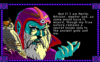 Conquests of Camelot: The Search for the Grail (DOS) screenshot: Merlin introduces himself