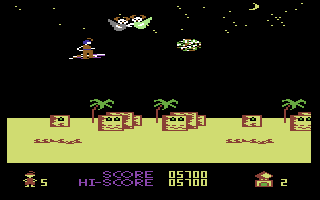 Jinn Genie: Arabia Mania (Commodore 64) screenshot: Avoid the spirits.