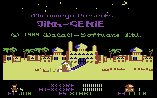 Jinn Genie: Arabia Mania (Commodore 64) screenshot: Title Screen.