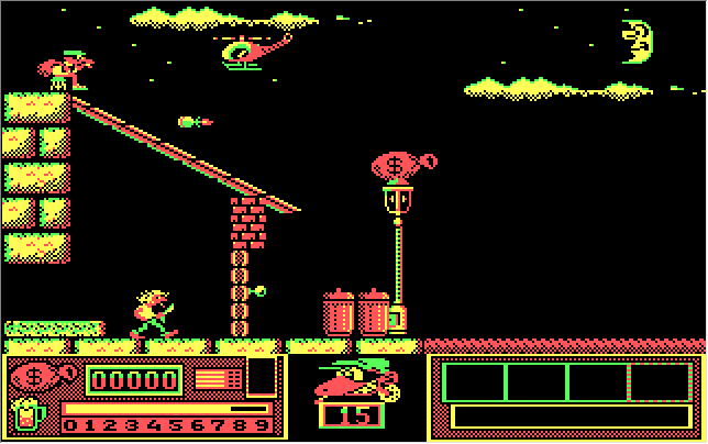 Goody (DOS) screenshot: Versus the helicopter