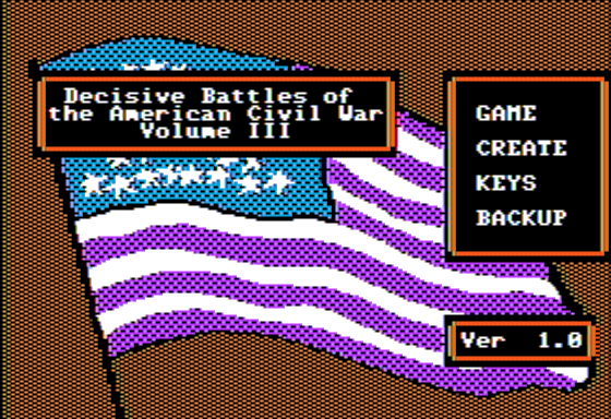 Decisive Battles of the American Civil War, Vol. 3 (Apple II) screenshot: Main Menu