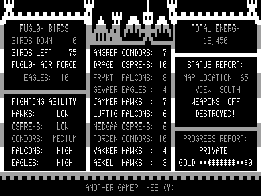 Voyage of the Valkyrie (TRS-80) screenshot: Game Over