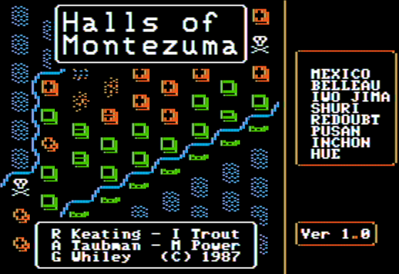 Halls of Montezuma: A Battle History of the United States Marine Corps (Apple II) screenshot: Scenario Selection