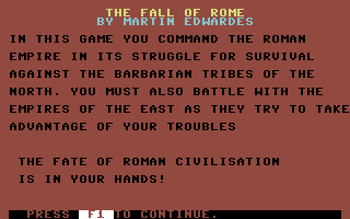 The Fall of Rome (Commodore 64) screenshot: Title Screen