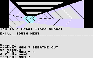 Savage Island Part Two (Commodore 16, Plus/4) screenshot: In a tunnel.