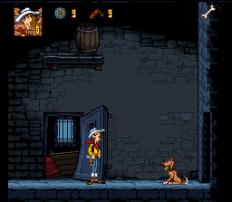 Lucky Luke (SNES) screenshot: You have a tasty bone for the Dog...